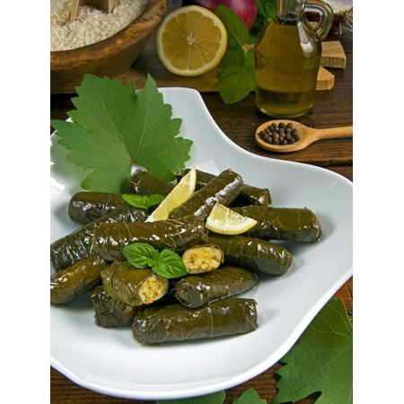 Arabic Print Stuffed Vine Leaves, Dolmades, Arabic Countries, Arabic Cooking, Greek Food, Turkish Food Print Wall Art By Nico Tondini ()