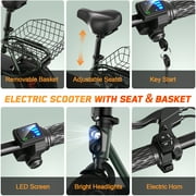 SISIGAD Electric Scooter with Seat, 650W Motor up to 19 Mph and 20 Miles Long Range, Commuter Electric Scooter for Adults, Large Basket