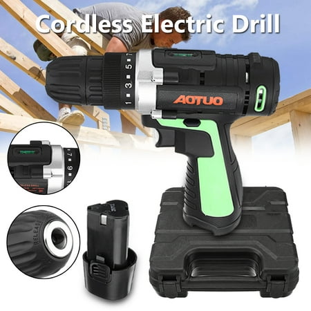 12V Cordless Electric Drill Screwdriver Tool With LED Light Battery Rechargeable Power Tools With Power Cable For Wool Working DIY Home Building Engineering