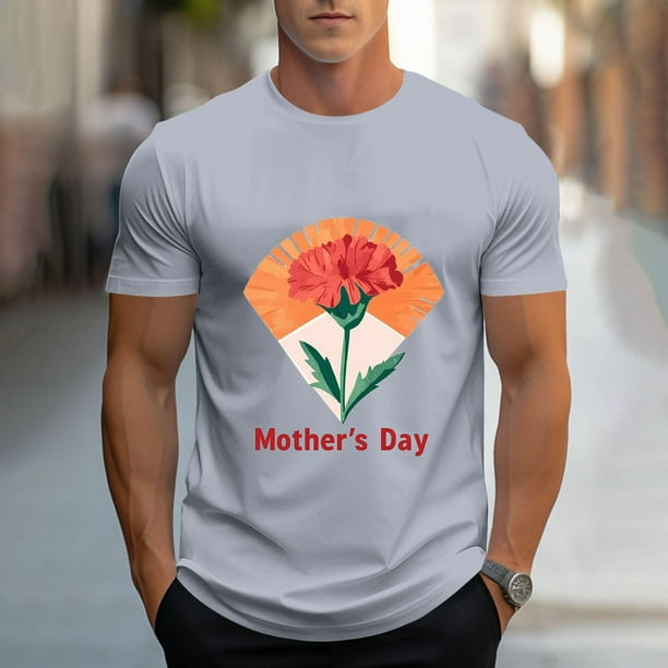 Tops para hombre, blusas y camisas de cuello redondo y manga corta para hombre, camisetas deportivas con estampados casuales para el Día de la Madre, blusas de cuello redondo y manga corta, blusas de