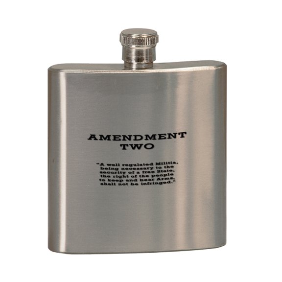 KuzmarK 6 oz. Stainless Steel Pocket Hip Liquor Flask - Amendment Two