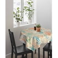 thumbnail image 4 of Teal Red Coastal Suqare Tablecloth - 54 x 54 Inch, Nautical Seahorse Beach Coral Starfish Beige Waterproof & StainResistant Tablecloth, Washable Oil-proof Table Cover for Dining/Party/Wedding/Buffet, 4 of 9