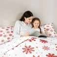 thumbnail image 5 of Homewish Red Christmas Snowflake Queen Comforter Set, Dreamy Fairy Tale Bedding Sets, Teens Kids Boys Girls Reversible Bedding Comforter Set, Super Cozy Room Decor, 3pcs, 5 of 8