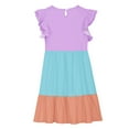 thumbnail image 5 of Ashirexll Teen Summer Dresses, Girls Summer Dress, Summer Dresses for Kids 5-14Y Fashion Color Matching Tiered Ruffle Sleeve Dresses, 5 of 7