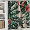 thumbnail image 6 of Orinice Jungle Green Bathroom Shower Curtain Set, Tropical Beach Flower Bird Paradise Leaf Bathroom Set 69x72, 6 of 7