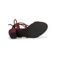 thumbnail image 5 of BLISSFUL STEP Women's Shoes Faux Suede Lace Up Block Heel Slingback Open Toe Sandals Burgundy 7, 5 of 7