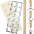 thumbnail image 1 of 5 Pieces Ravioli Mold Set Ravioli Maker 12 Holes Ravioli Maker Press Ravioli Stamp Maker Cutter with Wood Rolling Pin Ravioli Stamp Pasta Making Kit for Ravioli Press Mold Pasta Making To, 1 of 6
