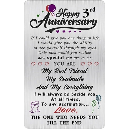Happy 3rd Anniversary Sweet Gifts for Him Husband Happy 3 Year Wedding Anniversary Engraved Wallet Card Gift for Her Men Happy 3rd Anniversary Sweet Gifts for Him Husband Happy 3 Year Wedding Anniversary Engraved Wallet Card Gift for Her Men