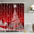 thumbnail image 4 of Gustave Christmas Shower Curtain, 3D Christmas Tree Decoration Shower Curtain Snowflakes Twinkle Lights Red Background Shower Curtain with 12 Hooks "Snow Christmas Tree", 4 of 6