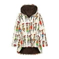 thumbnail image 1 of Veste à Capuche en Peluche Imprimée pour Femmes, Manteau en Polaire, 1 of 6
