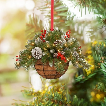 

KKCXFJX Lightning Deals of Today Flower Basket Creative Pendant Household Christmas Tree Decorations Wooden Wooden Pendant 8cm