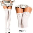 thumbnail image 2 of Music Legs Women's Women's Opaque Thigh Highs With Lace Top 4747-WHITE, 2 of 3