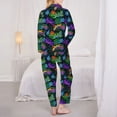 thumbnail image 3 of Pajama Sets for Women 2 Pcs, Artistic Colorful Gecko Lizard Button Down Long Sleeve Sleepwear Lounge PJ Sets, 3 of 6