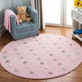 thumbnail image 2 of SAFAVIEH Kids Polka Dots Stripes Area Rug, Light Pink, 5' x 5' Round, 2 of 7