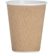 Genuine Joe Ripple Hot Cups 12 fl oz - 500 / Carton - Brown - Hot Drink