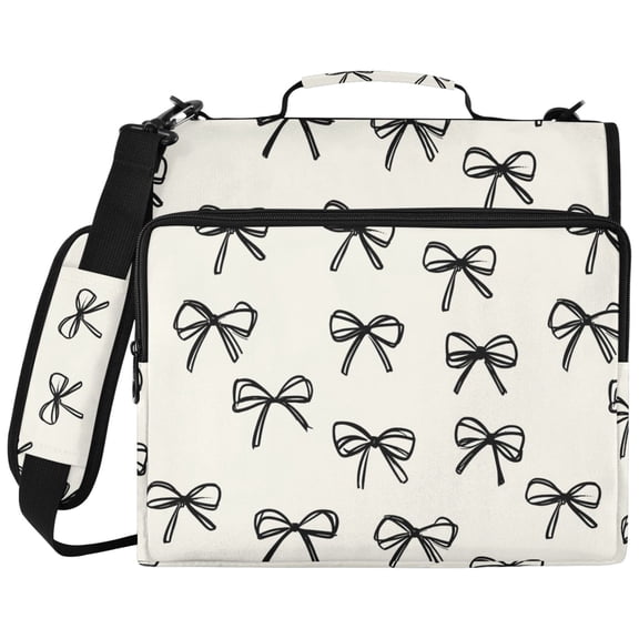 ALAZA Zipper Binder Bows Beige Pattern 2 inch 3 Ring 500 Sheet Capacity Trapper Keeper File Folder Organizer Bag
