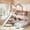 Beige+Natural, variant on HanuQ Twin over Full House Bunk Bed with Slide and Playhouse Design, Wooden Frame with X-Shaped Guardrails and Storage Space, No Box Spring, Natural