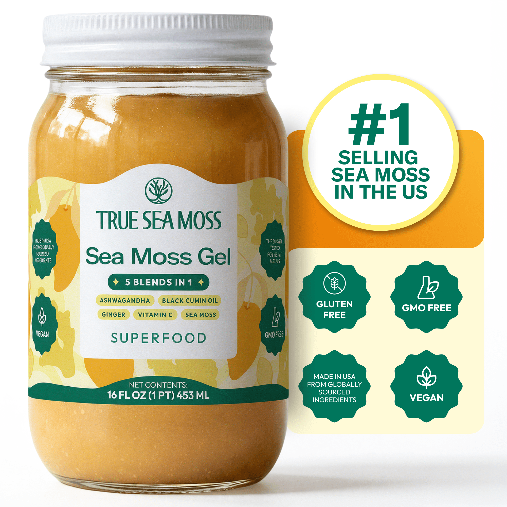 True Sea Moss Wildcrafted Irish Sea Moss Gel Supplement with
