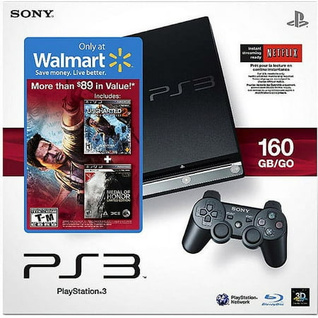 PlayStation 3 160GB Console with 2 Bonus Games & Vudu Movie Credit
