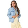 thumbnail image 4 of Celebrity Pink Women's Oversized Denim Jacket, Sizes XS-XXXL, 4 of 5