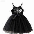 thumbnail image 3 of Girls Dresses Halloween Ghost Spider Web Print Tulle Dress Kids Sleeveless Spaghetti Strap Tutu Dress with Adjustable Belt for Halloween Party Outfit(Black,3-4 Years), 3 of 3