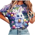 thumbnail image 3 of Mifsaly Easter Shirts for Women Short Sleeve Crewneck T-Shirt Realistic Easter Rabbit Floral Print Summer Graphic Tee Top Casual Holiday Shirt XL, 3 of 5