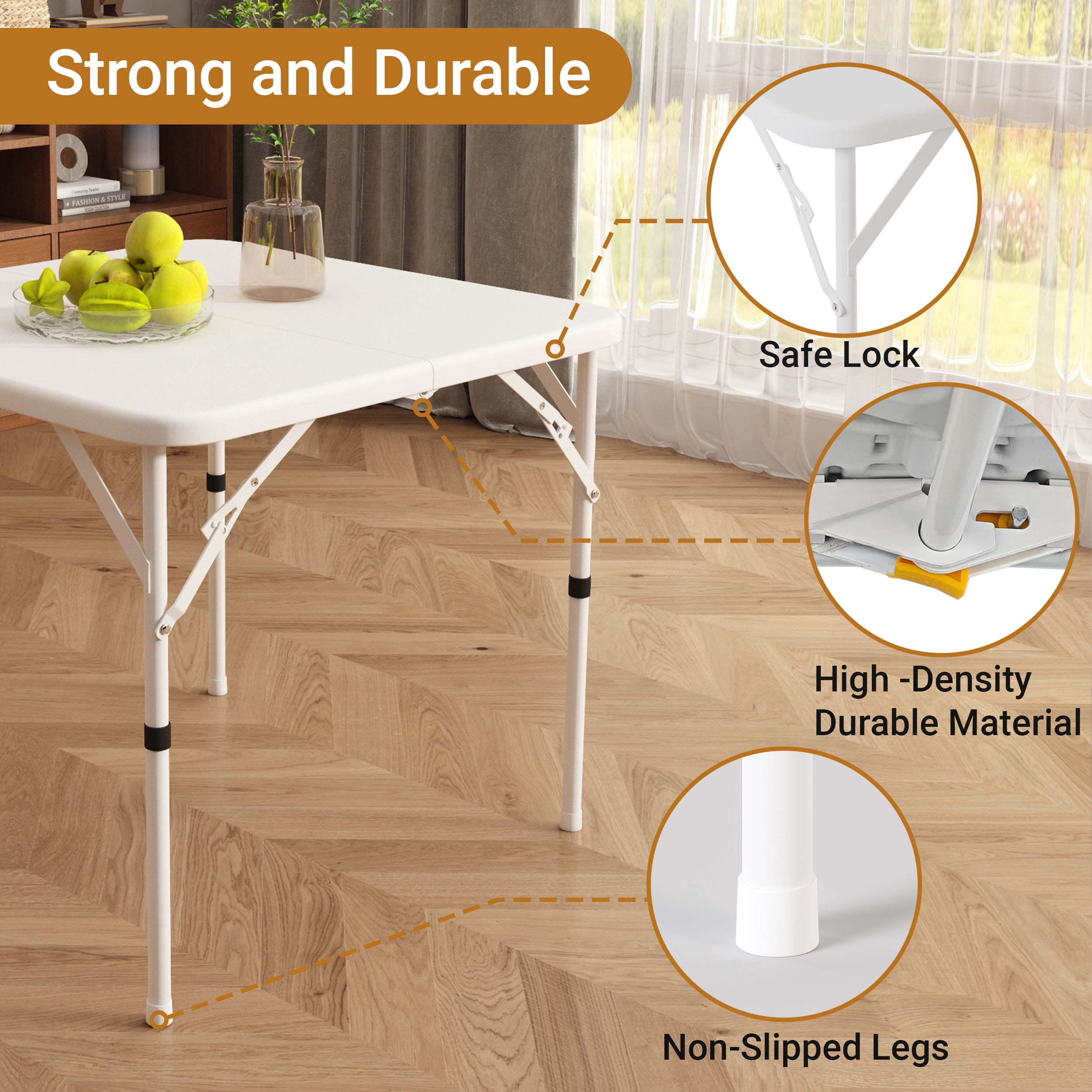 Leumius 5 Piece Folding Card Table and Chairs Set,34" Square Folding Table and 4 Folding Chairs,Portable Event Table and Chairs Set for Indoor and Outdoor Gatherings,White