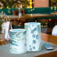 thumbnail image 6 of Eucalyptus Leaves Watercolor Flickering Flameless Candles Battery Operated with Remote Timer LED Pillar Candles Set of 2, 6 of 7
