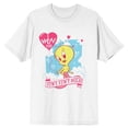 thumbnail image 6 of Looney Tunes Tweety My Tweet Heart Crew Neck Short Sleeve Women's White T-shirt, 6 of 7