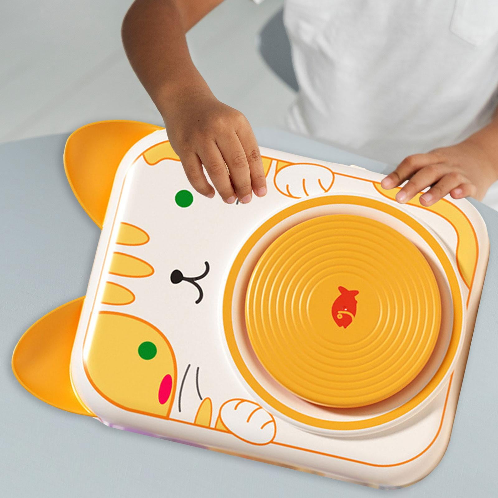 FVDPWYE Kids Pottery Wheel DIY Clay Crafts Toys Hands on Practice Air Drying Lightweight Cat Shaped