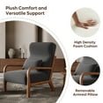 thumbnail image 3 of Bestier Mid-Century Modern Accent Chair with Solid Wood Frame & Pillows, 37" Upholstered Reading Lounge Chair for Living Room, Bedroom, Grey, 3 of 10
