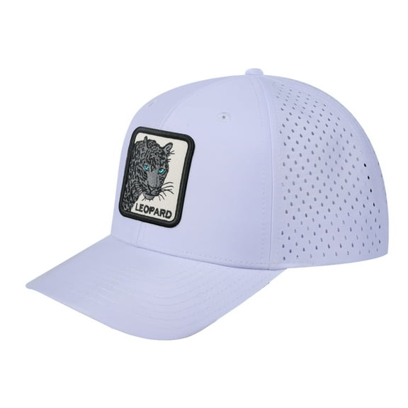 Unisex Embroidered The Leopard V2, 6-Panel Microfiber Laser hole Trucker Hat, White/White, Adjustable Fit