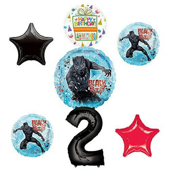 Black Panther Party Supplies 2nd Birthday Balloon Bouquet Decorations