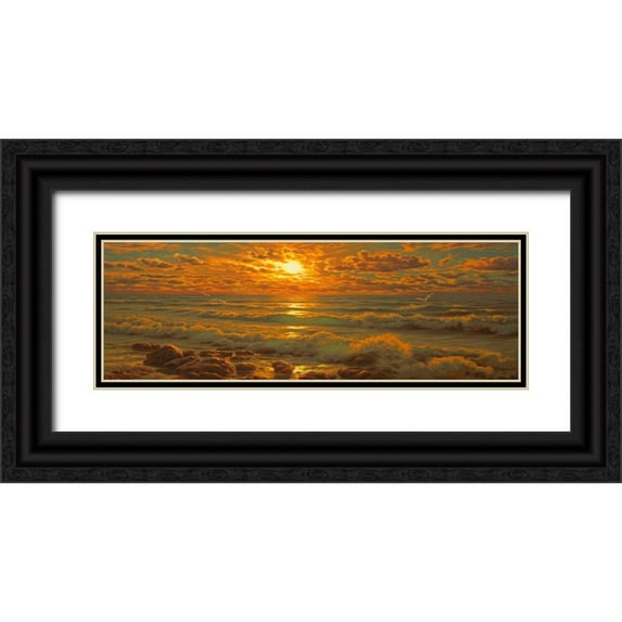Adamov, Alexey 18x9 Black Ornate Wood Framed with Double Matting Museum Art Print Titled - Sunset above the Sea III
