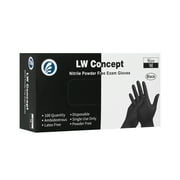 LW CONCEPT Black Medical Nitrile Examination Gloves - Latex & Powder-Free, Disposable, Ultra-Strong, Healthcare, Food Handling Use (Medium, Box of 100)