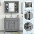 thumbnail image 6 of 36'' Bathroom Vanity with Top Sink, Freestanding Single Sink Bathroom Vanity with Gray Mirror Cabinet, Modern Bathroom Storage Cabinet with 2 Soft Closing Doors and 3 Drawers, Gray, 6 of 9