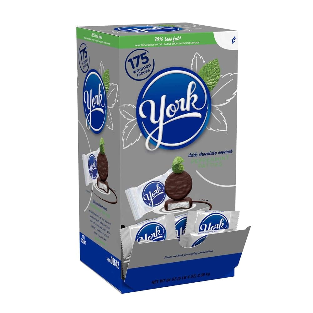 York Peppermint Patties Dark Chocolate Covered Mint Candy, 175 Pieces, 5.25 Pound - PACK OF 3