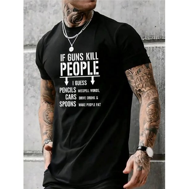 Camiseta suave y cómoda para hombre con estampado "No mataré gente", cuello redondo y manga corta. Ideal para verano y tiempo libre.