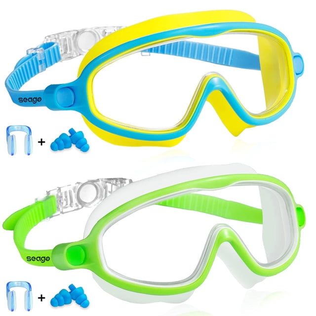 Pack de 2 gafas de natación Seago para niños de 3 a 14 años, antivaho, con protección UV