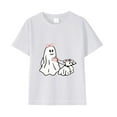 thumbnail image 4 of Staki Girls Halloween Shirt Halloween T-Shirt for Girls Cotton Short Sleeve Tee for Girls(White,8-9 Years), 4 of 5