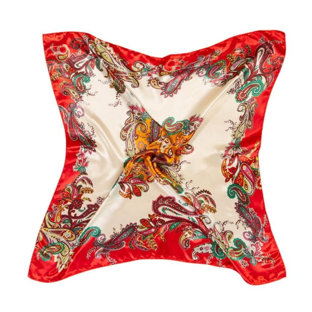 Qarigey Pañuelos de cabeza para mujer Pañuelos cuadrados de satén de seda Bufanda de cabeza hermosa de oficina Accesorios de disfraces Rojo Qarigey PS3196-04