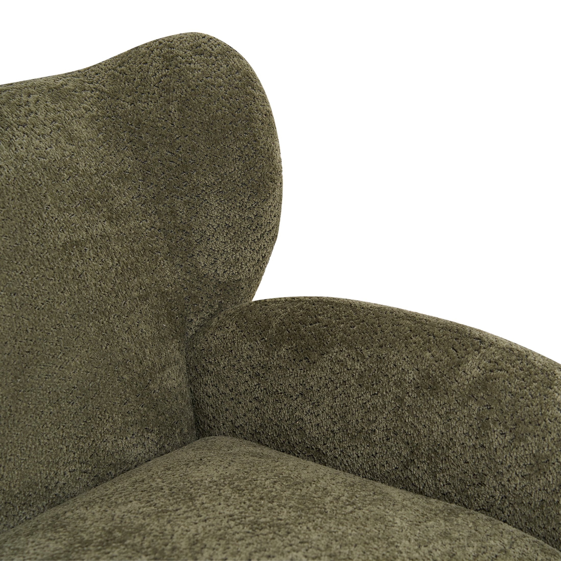 Noble House Misty Nordic 58" Loveseat Accent Chair, Curved Backrest Chenille Fabric Sofa for Living Room, Olive Green
