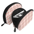 thumbnail image 3 of YFYANG 2 Piece Women's Portable Makeup Bags, Red Pink Plaid Stripes Clutch Travel Toilet Bags Cosmetic Organizer, 3 of 7