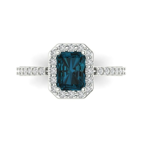 Clara Pucci 14K White Gold 1.92ct LondonBlueTopaz Solitaire with Accents