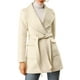 thumbnail image 1 of Abrigo largo de mujer elegante con solapa y cinturón en color crema blanco L, 1 of 7