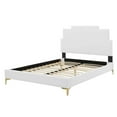 thumbnail image 3 of Platform Bed Frame, Full Size, Velvet, White, Modern Contemporary Urban Design, Bedroom Master Guest Suite, 3 of 10