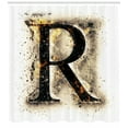 thumbnail image 3 of Ambesonne Letter R Shower Curtain, Gothic Baroque Writing, 69"Wx70"L, Tan Black Yellow, 3 of 3