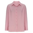 thumbnail image 3 of Elvqul Womens Shirts Button down Collared Womens Tops Solid Long Sleeve Summer Pink Shirt, 3 of 5