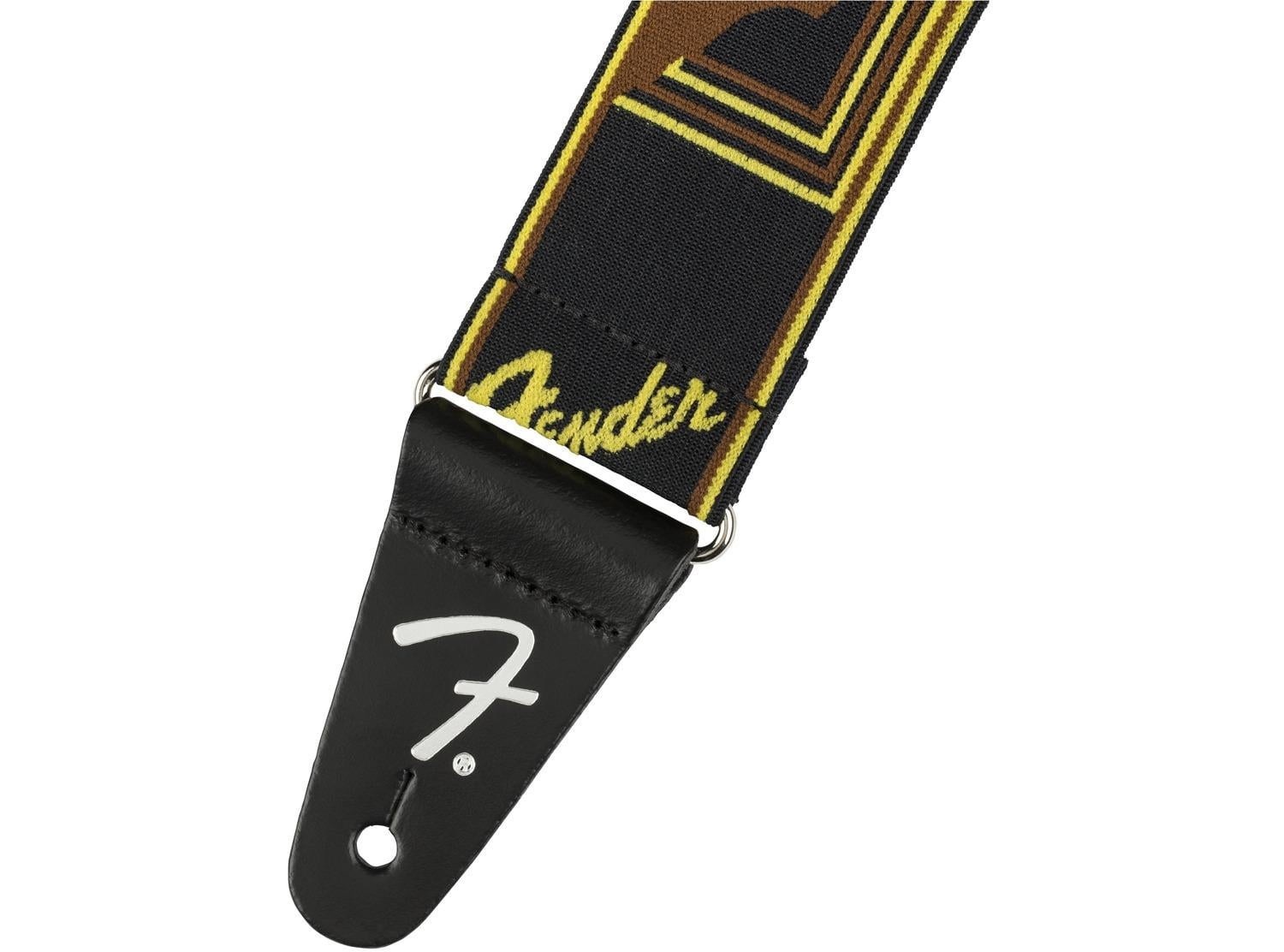 Fender Weighless Monogrammed Guitar Strap, Brown/Yellow/Brown