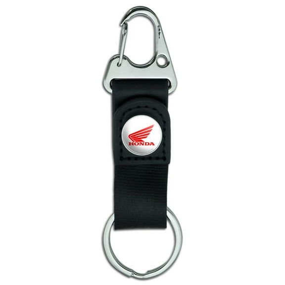 Honda Powersports Logo Keychain with Leather Fabric Belt Clip-On Carabiner